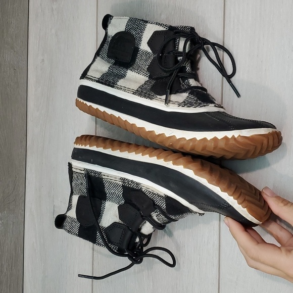 Sorel Women Madewell X Out N About Ankle Plaid Duck Saltwater Boots shoe - Picture 10 of 13